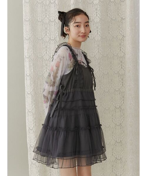 merry jenny（メリージェニー）の「チュールドロストミニキャミワンピース（ワンピース・レディース・アイボリー/ブルー/ピンク/グレー・FREE）」の18枚目の写真