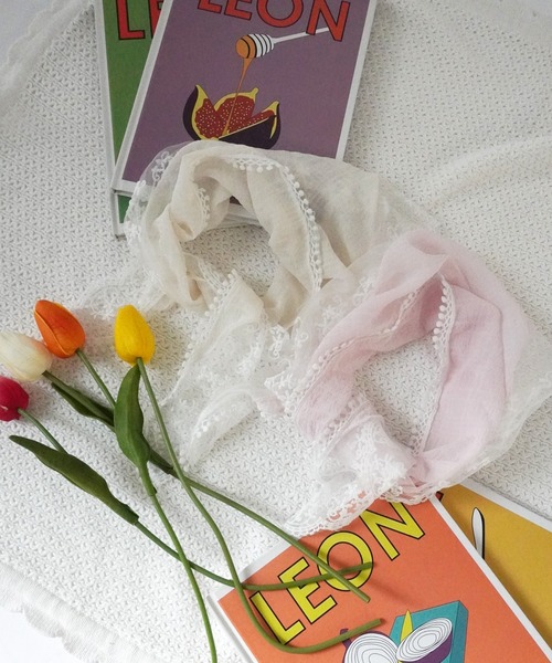 Port（ポート）の「【 Port / ポート 】 レース シフォンスカーフ ヘアバンド / バブーシュカ 三角 ヘアバンド #_（ヘアバンド・レディース・ピンク/アイボリー・FREE）」の6枚目の写真