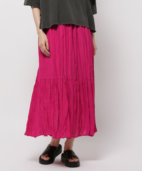 niko and...(ニコアンド)の「クリンクル切り替えスカート(スカート・レディース・ピンク/ブルー/ブラック/アイボリー・FREE)」の4枚目の写真