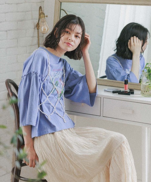 niko and...(ニコアンド)の「クリンクル切り替えスカート(スカート・レディース・ピンク/ブルー/ブラック/アイボリー・FREE)」の10枚目の写真