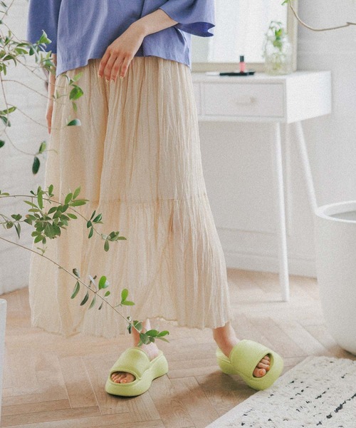 niko and...(ニコアンド)の「クリンクル切り替えスカート(スカート・レディース・ピンク/ブルー/ブラック/アイボリー・FREE)」の9枚目の写真