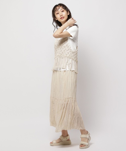 niko and...(ニコアンド)の「クリンクル切り替えスカート(スカート・レディース・ピンク/ブルー/ブラック/アイボリー・FREE)」の5枚目の写真