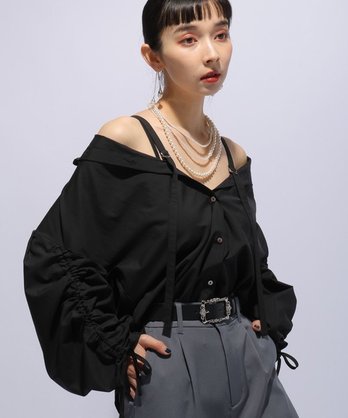 HARE（ハレ）の「2WAYオフショルダーシャツ(HARE)（シャツ/ブラウス・レディース・ブラック/ブルー/ライトブルー・FREE）」の8枚目の写真