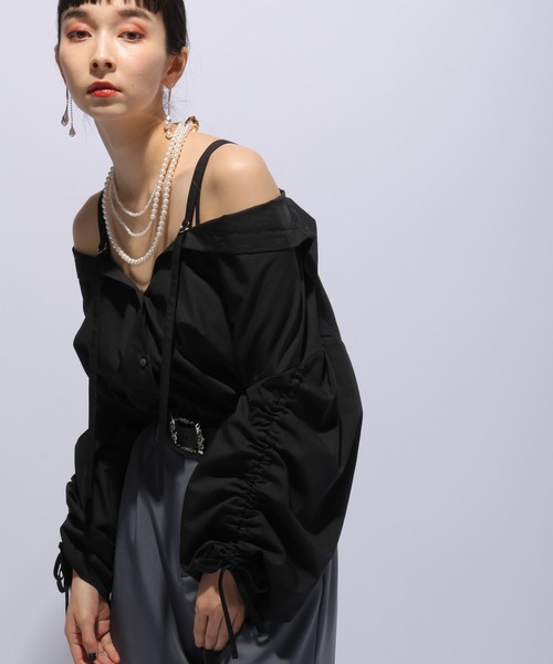 HARE（ハレ）の「2WAYオフショルダーシャツ(HARE)（シャツ/ブラウス・レディース・ブラック/ブルー/ライトブルー・FREE）」の9枚目の写真