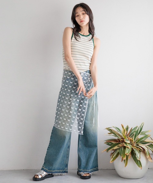 ★TV衣装★　LOWRYS FARM　ソデボタンマルチボーダー　パープル ☆TV衣装☆ LOWRYS FARM ソデボタンマルチボーダー パープル