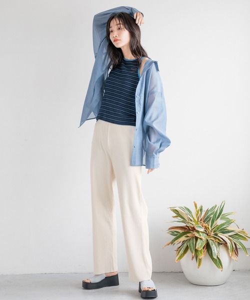 ★TV衣装★　LOWRYS FARM　ソデボタンマルチボーダー　パープル ☆TV衣装☆ LOWRYS FARM ソデボタンマルチボーダー パープル ソ