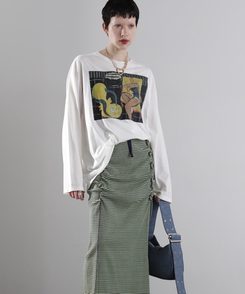 ROSE BUD（ローズバッド）の「(CREOLME)グラフィックロンT（Tシャツ/カットソー・レディース・ブルー/ホワイト系その他/ピンク・FREE）」の4枚目の写真