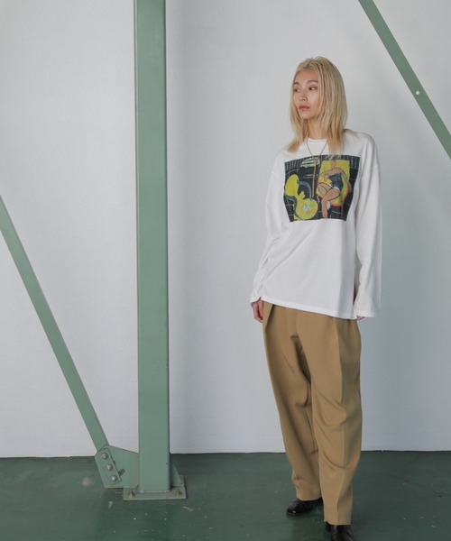 ROSE BUD（ローズバッド）の「(CREOLME)グラフィックロンT（Tシャツ/カットソー・レディース・ブルー/ホワイト系その他/ピンク・FREE）」の6枚目の写真