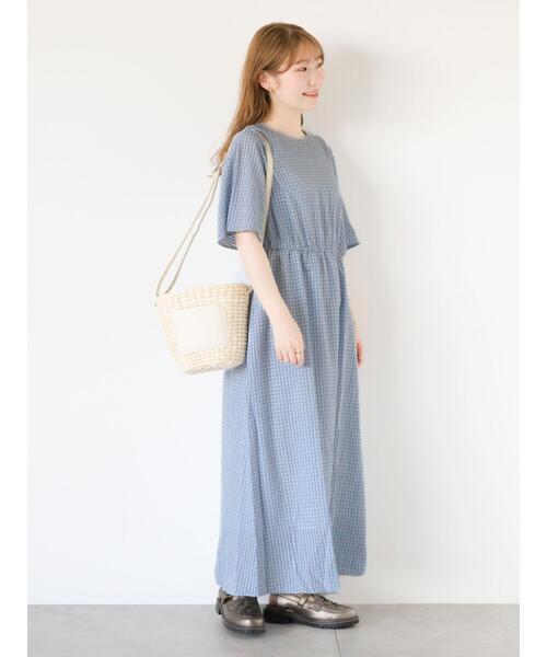 ehka sopo（エヘカソポ）の「チェックワンピース+デニムビスチェ（ワンピース・レディース・サックスブルー/ブラック/グリーン・F）」の7枚目の写真