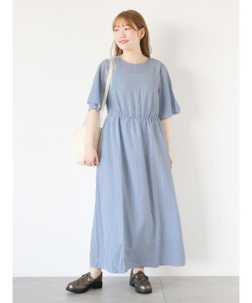 ehka sopo（エヘカソポ）の「チェックワンピース+デニムビスチェ（ワンピース・レディース・サックスブルー/ブラック/グリーン・F）」の14枚目の写真
