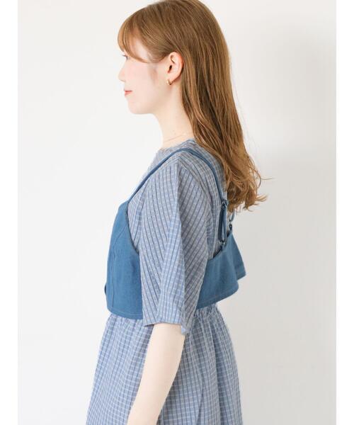 ehka sopo（エヘカソポ）の「チェックワンピース+デニムビスチェ（ワンピース・レディース・サックスブルー/ブラック/グリーン・F）」の16枚目の写真