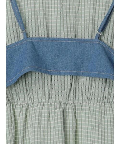 ehka sopo（エヘカソポ）の「チェックワンピース+デニムビスチェ（ワンピース・レディース・サックスブルー/ブラック/グリーン・F）」の13枚目の写真