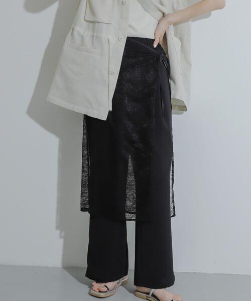 SENSE OF PLACE by URBAN RESEARCH（センスオブプレイスバイアーバンリサーチ）の「レイヤードレーススカート（スカート・レディース・ブラック/オフホワイト・ONE）」の2枚目の写真