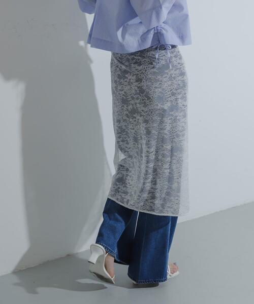 SENSE OF PLACE by URBAN RESEARCH（センスオブプレイスバイアーバンリサーチ）の「レイヤードレーススカート（スカート・レディース・ブラック/オフホワイト・ONE）」の6枚目の写真