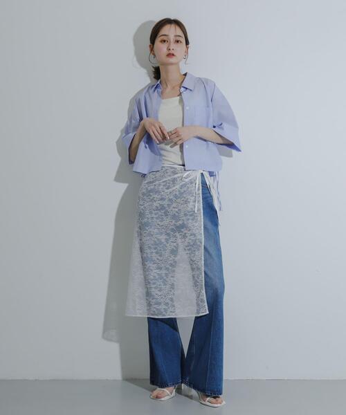 SENSE OF PLACE by URBAN RESEARCH（センスオブプレイスバイアーバンリサーチ）の「レイヤードレーススカート（スカート・レディース・ブラック/オフホワイト・ONE）」の8枚目の写真