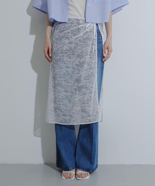 SENSE OF PLACE by URBAN RESEARCH（センスオブプレイスバイアーバンリサーチ）の「レイヤードレーススカート（スカート・レディース・ブラック/オフホワイト・ONE）」の12枚目の写真