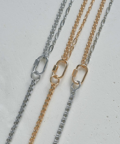 【 】シンプルチャーム付き カラビナネックレス/gold 14KGP】バーモチーフネックレス – ChooMia（チュミア）