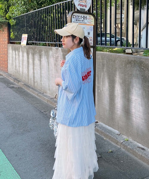 AS KNOW AS plus（アズノゥアズプラス）の「◎サガラ刺繍 バックアートロゴ半袖ビッグシャツ（シャツ/ブラウス・レディース・イエロー系/ブルー系/グリーン系/ベージュ系1/ブルー系1/ブラウン系1・FREE）」の11枚目の写真