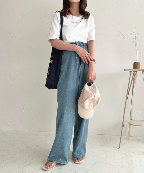apres jour（アプレジュール）の「ロゴリボン刺繍Tシャツ【ZOZOTOWN限定アイテム】（Tシャツ/カットソー・レディース・ホワイト系その他/オフホワイト/ブラック・X-LARGE/フリー）」の16枚目の写真