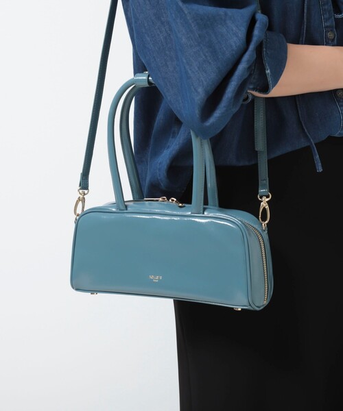 NOLLEY’S（ノーリーズ）の「横長ボストン（ボストンバッグ・レディース・グレイッシュブルー/オフホワイト・FREE）」の9枚目の写真