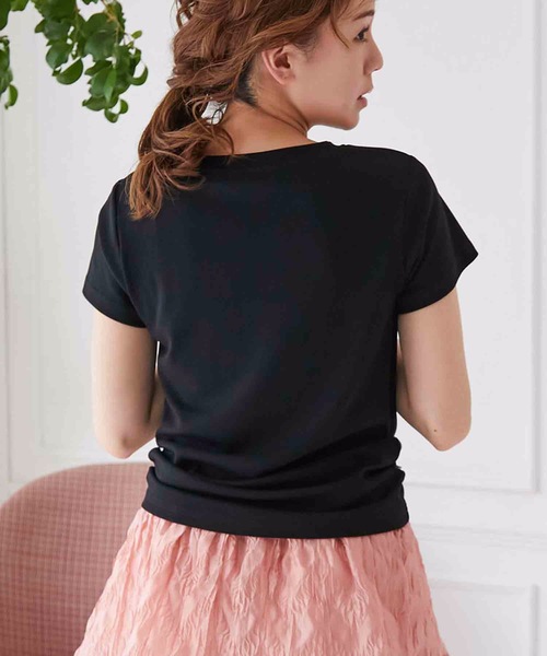 M y u(ミュー)の「プチリボンTシャツ(Tシャツ/カットソー・レディース・ブラック×ホワイト/ホワイト×ブラック/ブラック/ホワイト・SMALL/MEDIUM/LARGE)」の10枚目の写真