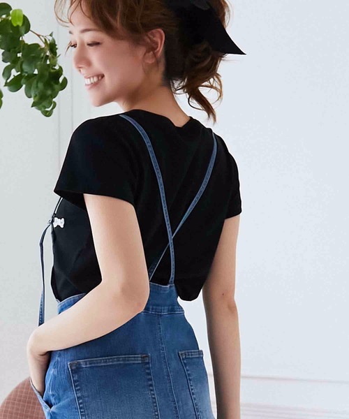 M y u(ミュー)の「プチリボンTシャツ(Tシャツ/カットソー・レディース・ブラック×ホワイト/ホワイト×ブラック/ブラック/ホワイト・SMALL/MEDIUM/LARGE)」の13枚目の写真