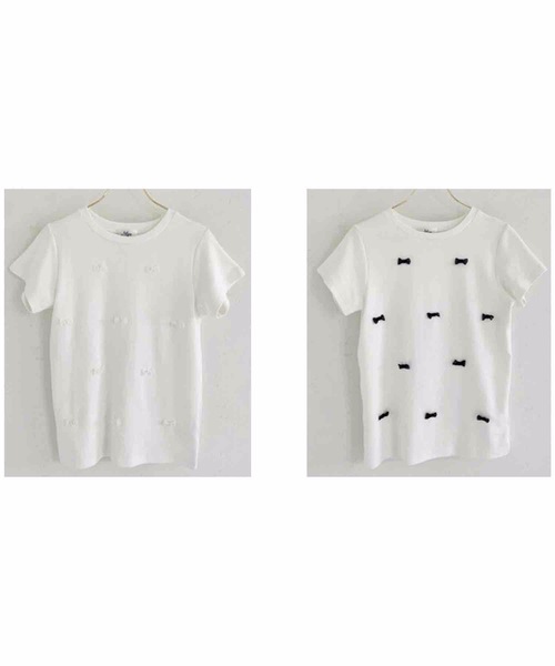 M y u(ミュー)の「プチリボンTシャツ(Tシャツ/カットソー・レディース・ブラック×ホワイト/ホワイト×ブラック/ブラック/ホワイト・SMALL/MEDIUM/LARGE)」の17枚目の写真