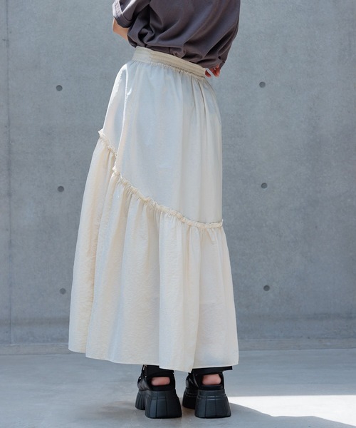 PAGEBOY（ページボーイ）の「ギャザ－ボリュームスカート（スカート・レディース・ブラック/オフホワイト/オレンジ・FREE）」の9枚目の写真