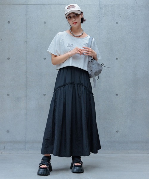 PAGEBOY（ページボーイ）の「ギャザ－ボリュームスカート（スカート・レディース・ブラック/オフホワイト/オレンジ・FREE）」の10枚目の写真