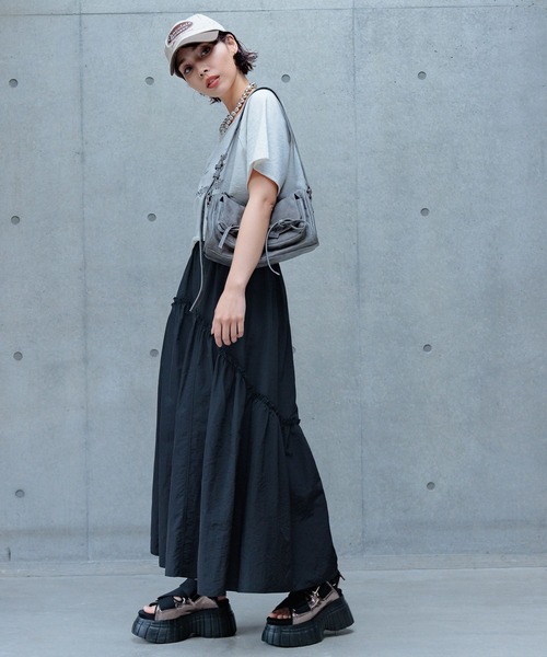 PAGEBOY（ページボーイ）の「ギャザ－ボリュームスカート（スカート・レディース・ブラック/オフホワイト/オレンジ・FREE）」の11枚目の写真