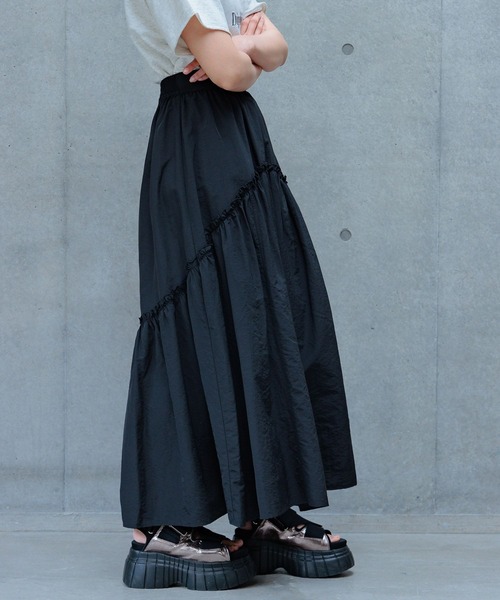 PAGEBOY（ページボーイ）の「ギャザ－ボリュームスカート（スカート・レディース・ブラック/オフホワイト/オレンジ・FREE）」の14枚目の写真