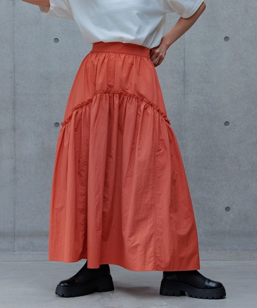 PAGEBOY（ページボーイ）の「ギャザ－ボリュームスカート（スカート・レディース・ブラック/オフホワイト/オレンジ・FREE）」の19枚目の写真