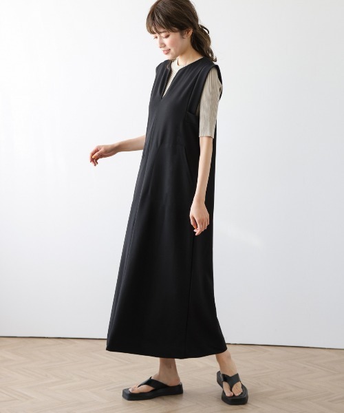 AMELY(エミリー)の「キーネックジャンスカ(ジャンパースカート・レディース・グレー/ブラック/ブラウン・フリー)」の18枚目の写真