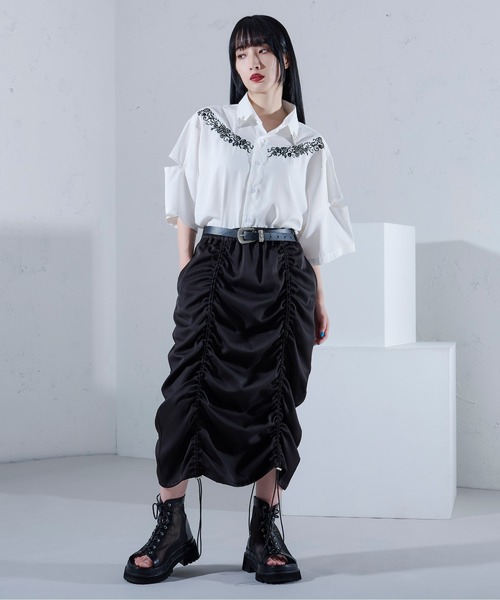 カーブフラワー刺繍カットアウトシャツ（シャツ/ブラウス）｜Ellno Loset（エルノロゼット）