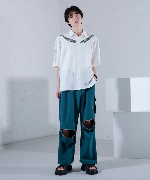 カーブフラワー刺繍カットアウトシャツ（シャツ/ブラウス）｜Ellno Loset（エルノロゼット）