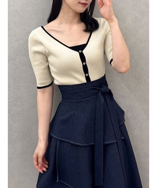 dazzlin（ダズリン）の「カーデタイトレイヤードトップス（ニット/セーター・レディース・ピンク/グリーン/ブラック/ブルー/オフホワイト/グレー・FREE）」の2枚目の写真