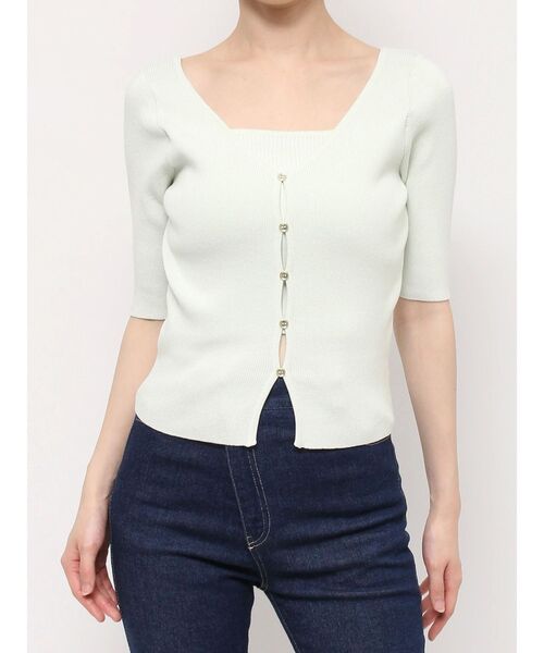 dazzlin（ダズリン）の「カーデタイトレイヤードトップス（ニット/セーター・レディース・ピンク/グリーン/ブラック/ブルー/オフホワイト/グレー・FREE）」の4枚目の写真