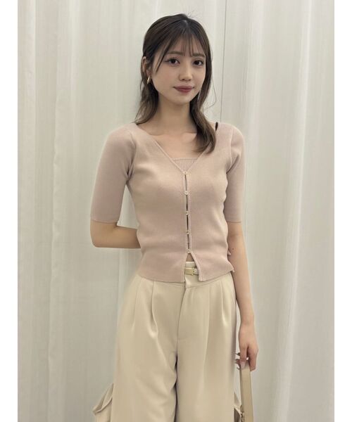 dazzlin（ダズリン）の「カーデタイトレイヤードトップス（ニット/セーター・レディース・ピンク/グリーン/ブラック/ブルー/オフホワイト/グレー・FREE）」の7枚目の写真