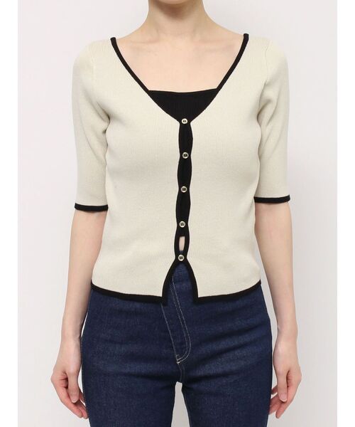 dazzlin（ダズリン）の「カーデタイトレイヤードトップス（ニット/セーター・レディース・ピンク/グリーン/ブラック/ブルー/オフホワイト/グレー・FREE）」の15枚目の写真