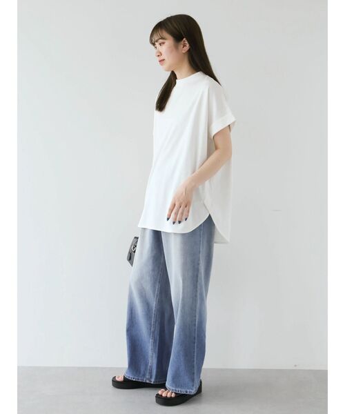 Green Parks(グリーンパークス)の「汗染み防止プチハイネックプルオーバー(Tシャツ/カットソー・レディース・パープル/グレイッシュベージュ/ブラック/グレー系その他/オフホワイト・FREE)」の18枚目の写真