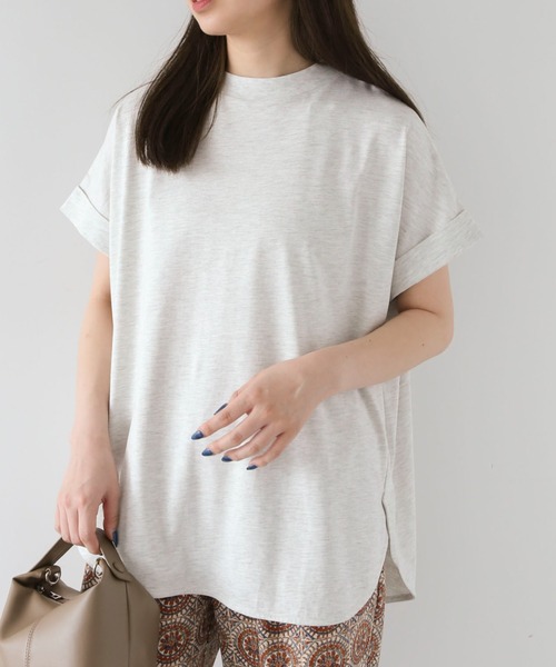 Green Parks(グリーンパークス)の「汗染み防止プチハイネックプルオーバー(Tシャツ/カットソー・レディース・パープル/グレイッシュベージュ/ブラック/グレー系その他/オフホワイト・FREE)」の3枚目の写真