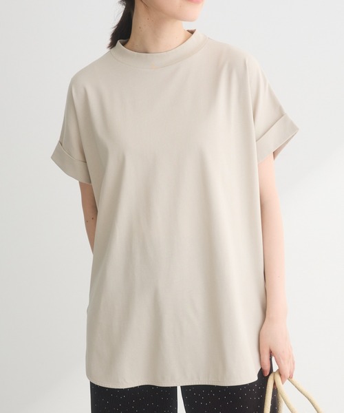 Green Parks(グリーンパークス)の「汗染み防止プチハイネックプルオーバー(Tシャツ/カットソー・レディース・パープル/グレイッシュベージュ/ブラック/グレー系その他/オフホワイト・FREE)」の4枚目の写真