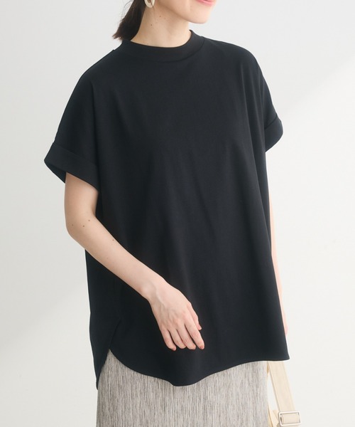 Green Parks(グリーンパークス)の「汗染み防止プチハイネックプルオーバー(Tシャツ/カットソー・レディース・パープル/グレイッシュベージュ/ブラック/グレー系その他/オフホワイト・FREE)」の2枚目の写真