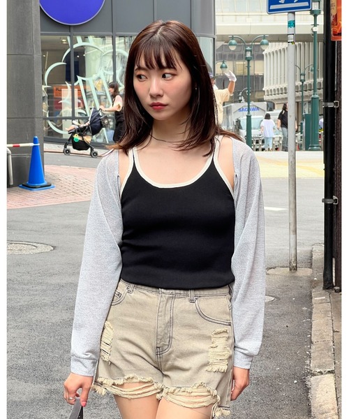 3.3 Field Trip （3.3フィールドトリップ）の「3.3 Field Trip／バイカラーノースリーブ（キャミソール・レディース・アイボリー/ブラック・FREE）」の12枚目の写真