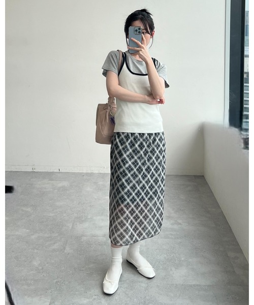 3.3 Field Trip （3.3フィールドトリップ）の「3.3 Field Trip／バイカラーノースリーブ（キャミソール・レディース・アイボリー/ブラック・FREE）」の3枚目の写真