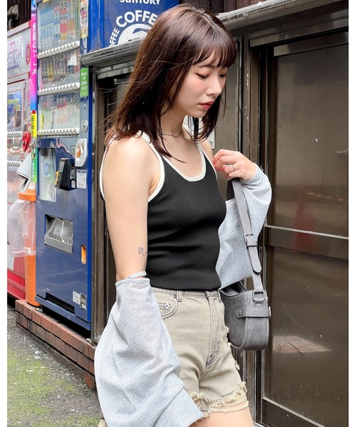 3.3 Field Trip （3.3フィールドトリップ）の「3.3 Field Trip／バイカラーノースリーブ（キャミソール・レディース・アイボリー/ブラック・FREE）」の21枚目の写真