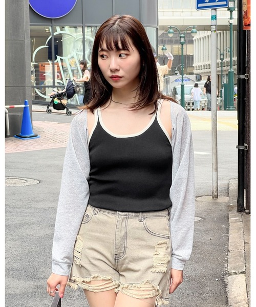 3.3 Field Trip （3.3フィールドトリップ）の「3.3 Field Trip／バイカラーノースリーブ（キャミソール・レディース・アイボリー/ブラック・FREE）」の19枚目の写真