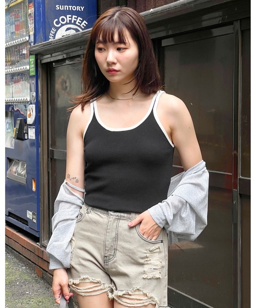 3.3 Field Trip （3.3フィールドトリップ）の「3.3 Field Trip／バイカラーノースリーブ（キャミソール・レディース・アイボリー/ブラック・FREE）」の17枚目の写真