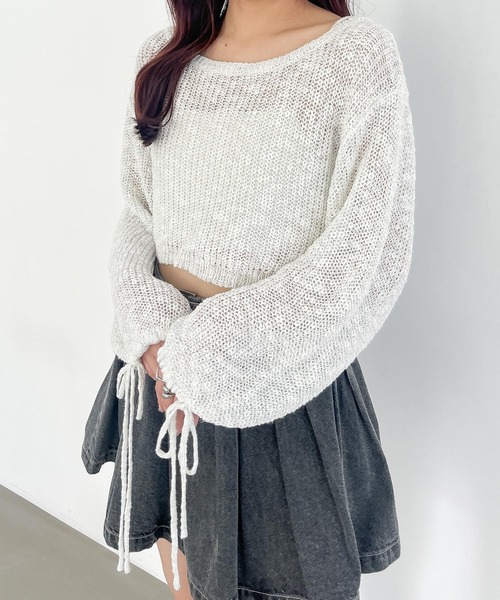 Heather(ヘザー)の「メッシュラメリボンニット 138733(ニット/セーター・レディース・オフホワイト/イエロー/ブルー・FREE)」の2枚目の写真