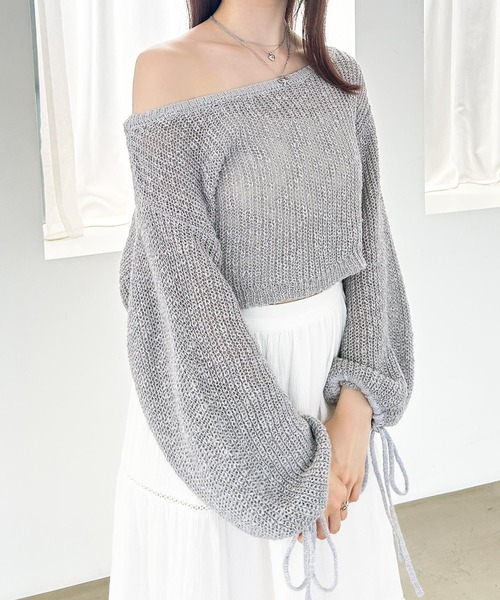 Heather(ヘザー)の「メッシュラメリボンニット 138733(ニット/セーター・レディース・オフホワイト/イエロー/ブルー・FREE)」の3枚目の写真